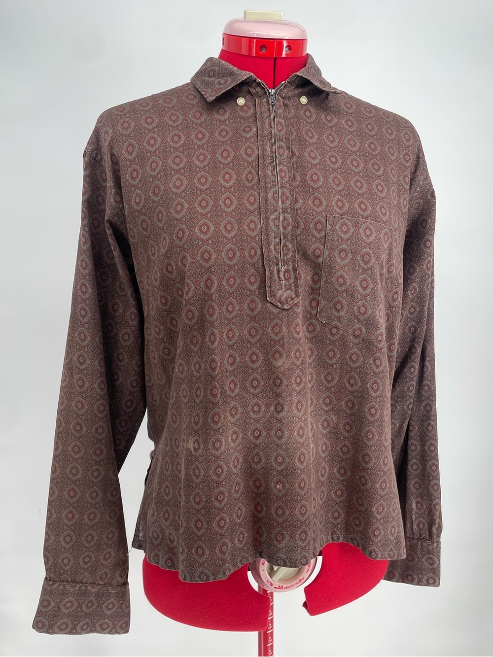 Mid Century Airman Traditionals Collared Longsleeve Half Zip Casual Shirt